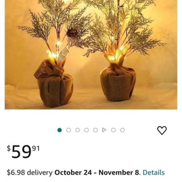 Aesto Pre-lit Artificial Mini Christmas Tree, 2 Pack - Picture 2 of 8